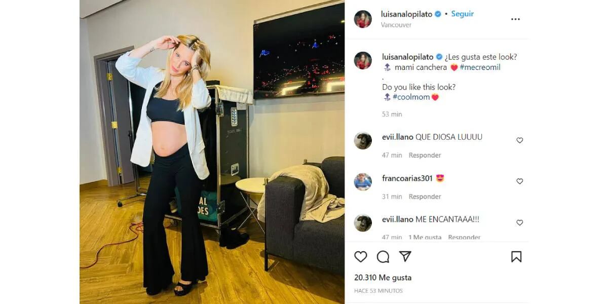 El look casual de Luisana Lopilato mostrando su pancita de embarazada: “Mami canchera”