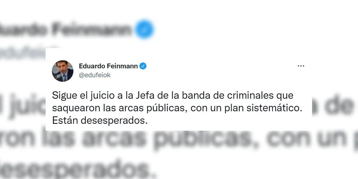 “Banda de criminales” , la reacción de Eduardo Feinmann luego de que la Justicia rechazara las recusaciones de Cristina Kirchner