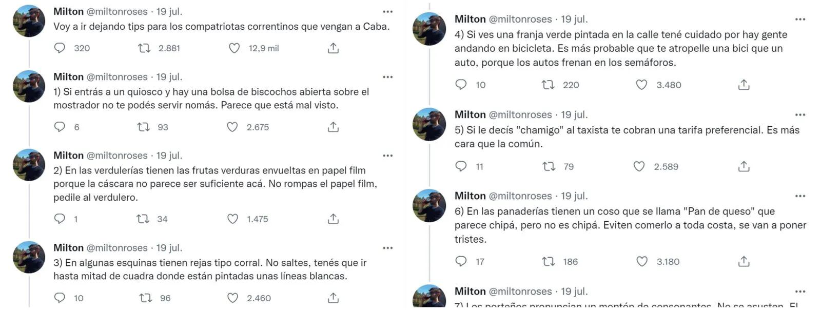 Milton, el creador del hilo de Twitter que advierte a los correntinos que viajan a Buenos Aires: “Me puse en el lugar del ingenuo, del que vive en el campo”