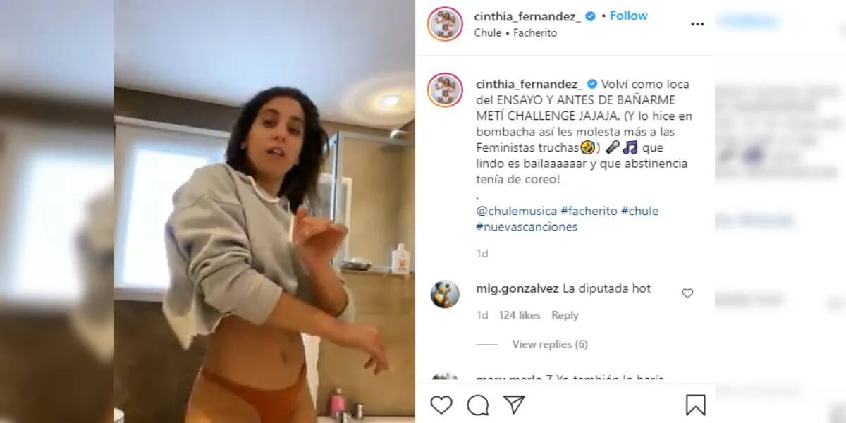 Cinthia Fernández bailó y se lo dedicó a las “feministas truchas”: “Lo hice en bombacha así les molesta más”