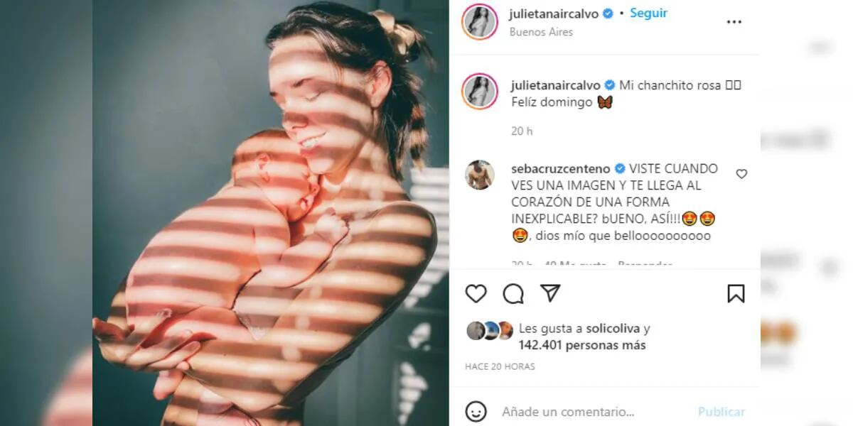 Julieta Nair Calvo mostró la carita de su hijo Valentino por primera vez: “Mi chanchito rosa”