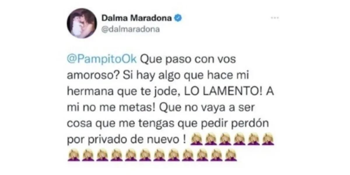 La picante respuesta de Dalma Maradona a Pampito: “A mi no me metas”