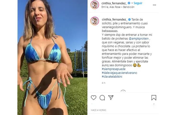 Con una micro bikini (y agarrándola), Cinthia Fernández bailó frente cámara y causó | La 100