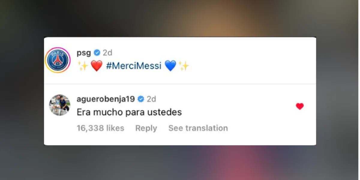 El picante mensaje de Benjamín Agüero al PSG tras la salida de Lionel Messi: “Era mucho”
