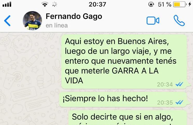 En su difícil momento mi charla de WhatsApp con Fernando Gago