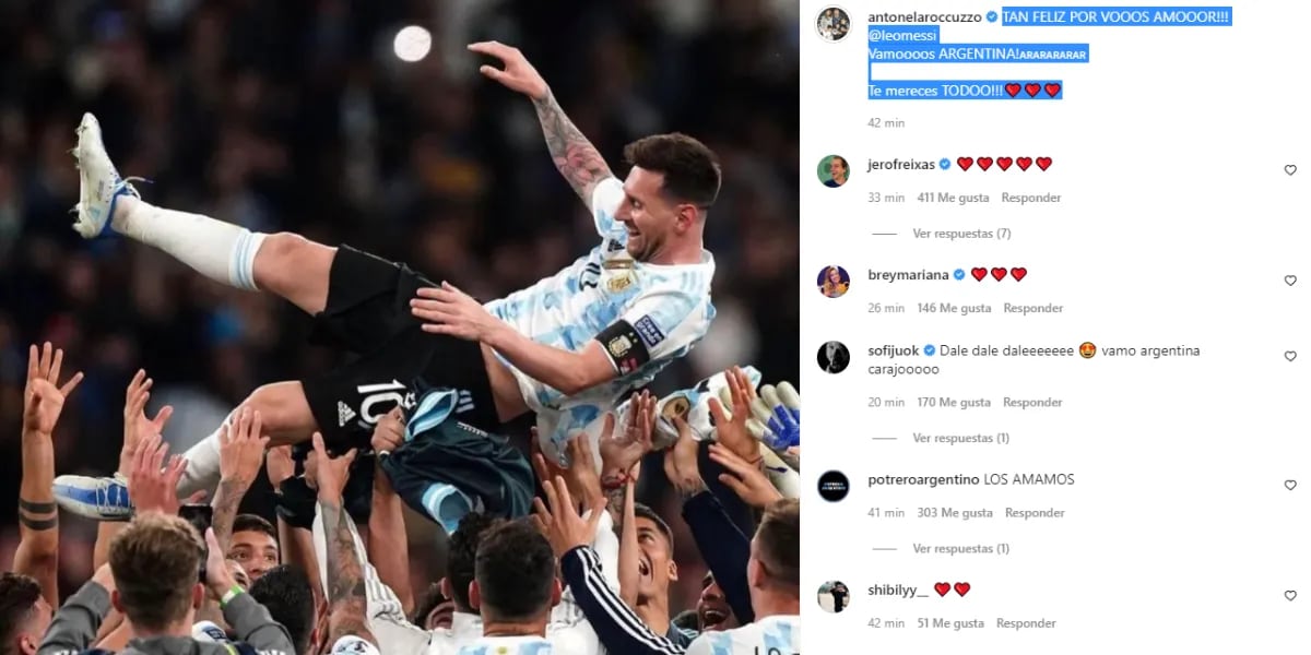 El mensaje de Antonela Roccuzzo a Lionel Messi tras ganar la Finalissima: "Te mereces todo"
