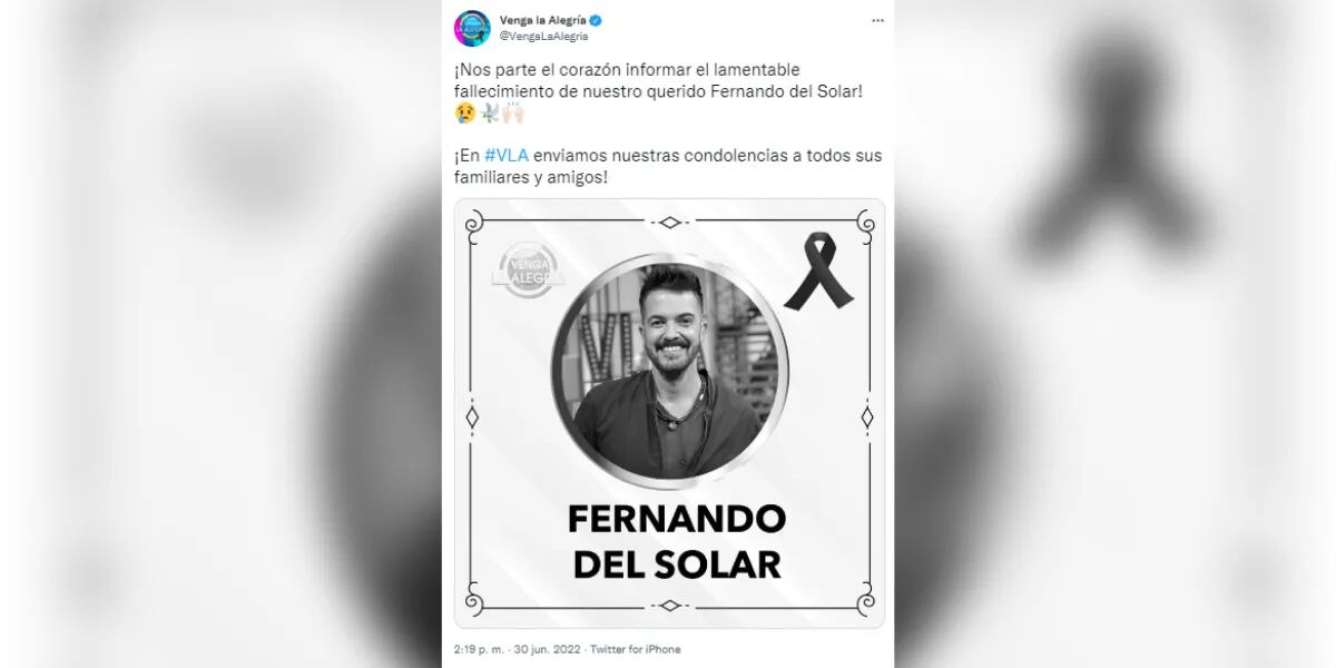 Murió el conductor Fernando del Solar a los 49 años