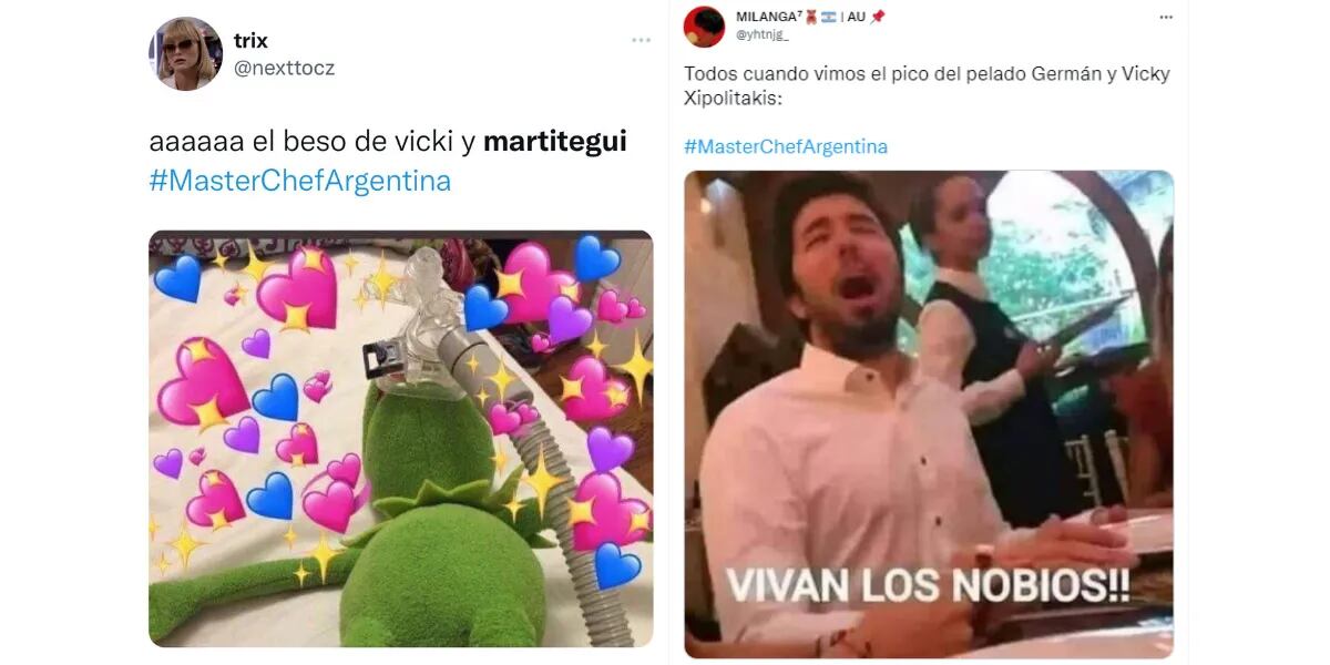 Vicky Xipolitakis y Germán Martitegui se dieron un apasionado beso en MasterChef Celebrity y las redes se llenaron de memes