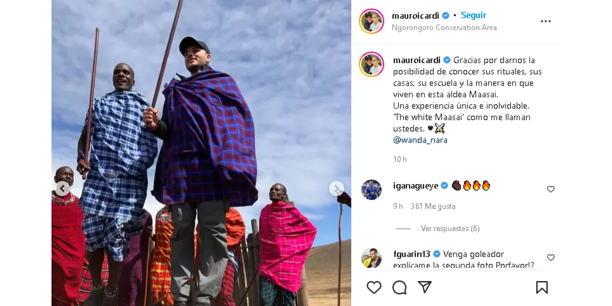 Mauro Icardi subió una extraña foto en África y generó una catarata de comentarios: “Estás en el aire”