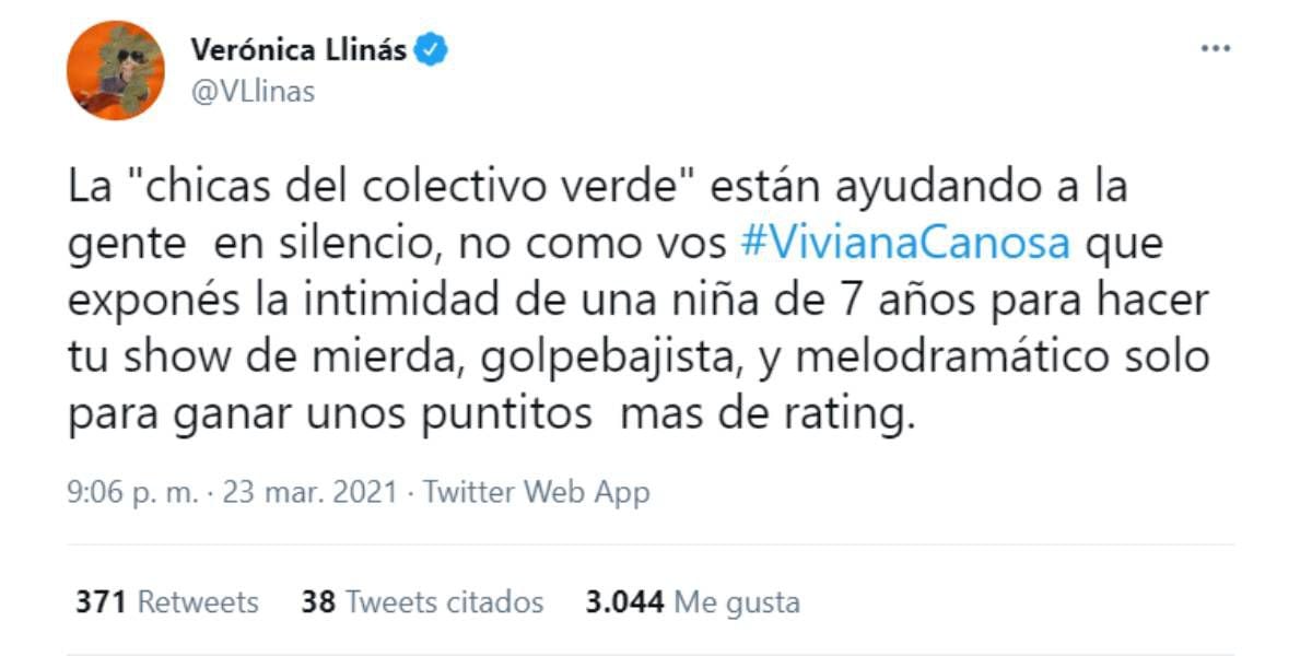 Exponés la intimidad de una niña de 7 años para tu show”, Verónica Llinás  cruzó a Viviana Canosa | La 100