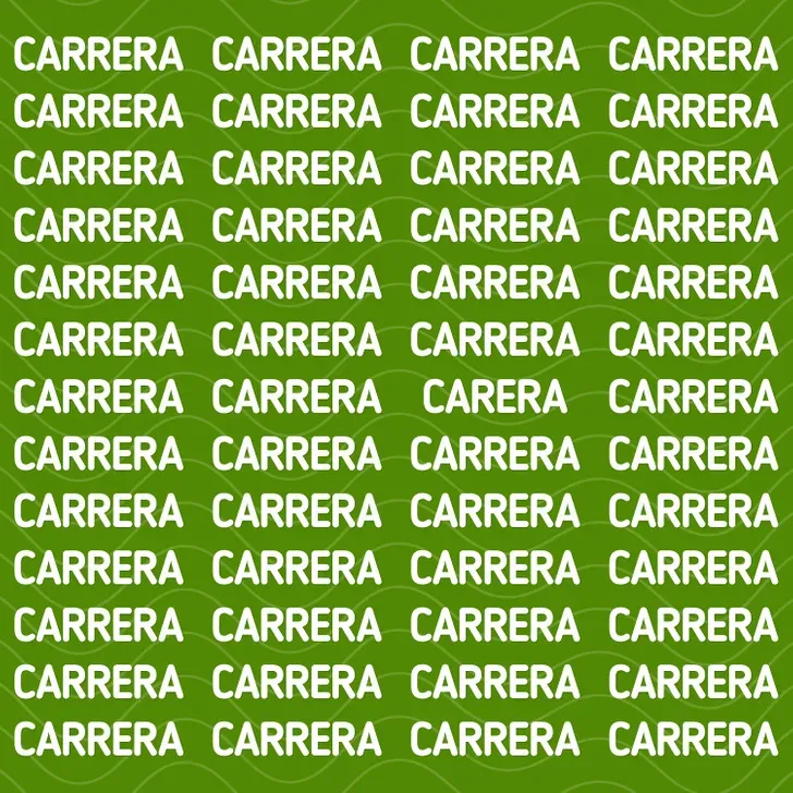 Reto visual: encontrá la palabra DIFERENTE que se esconde entre las palabras “CARRERA”