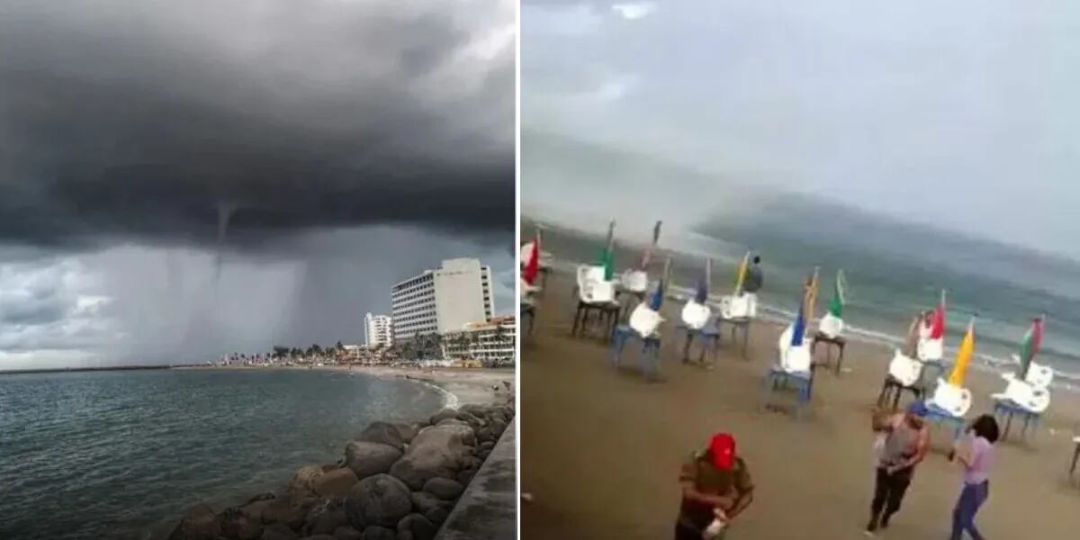 VIDEO: Una tromba marina se convierte en tornado en México