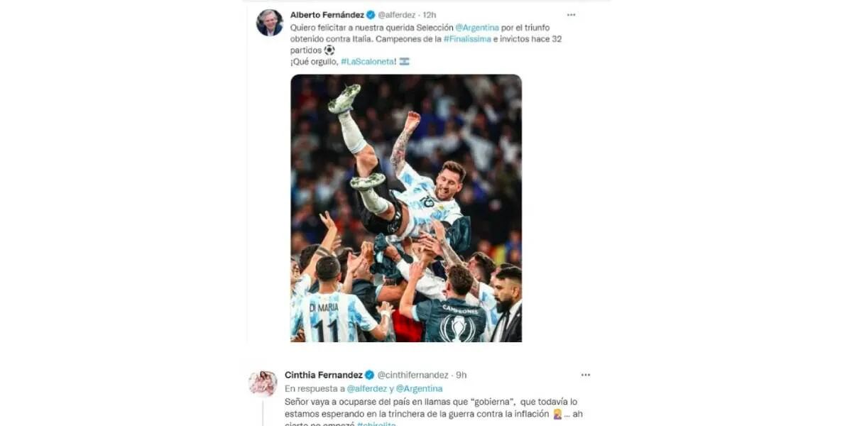 El fuerte descargo de Cinthia Fernández en Twitter contra Alberto Fernández: “Vaya a ocuparse del país”