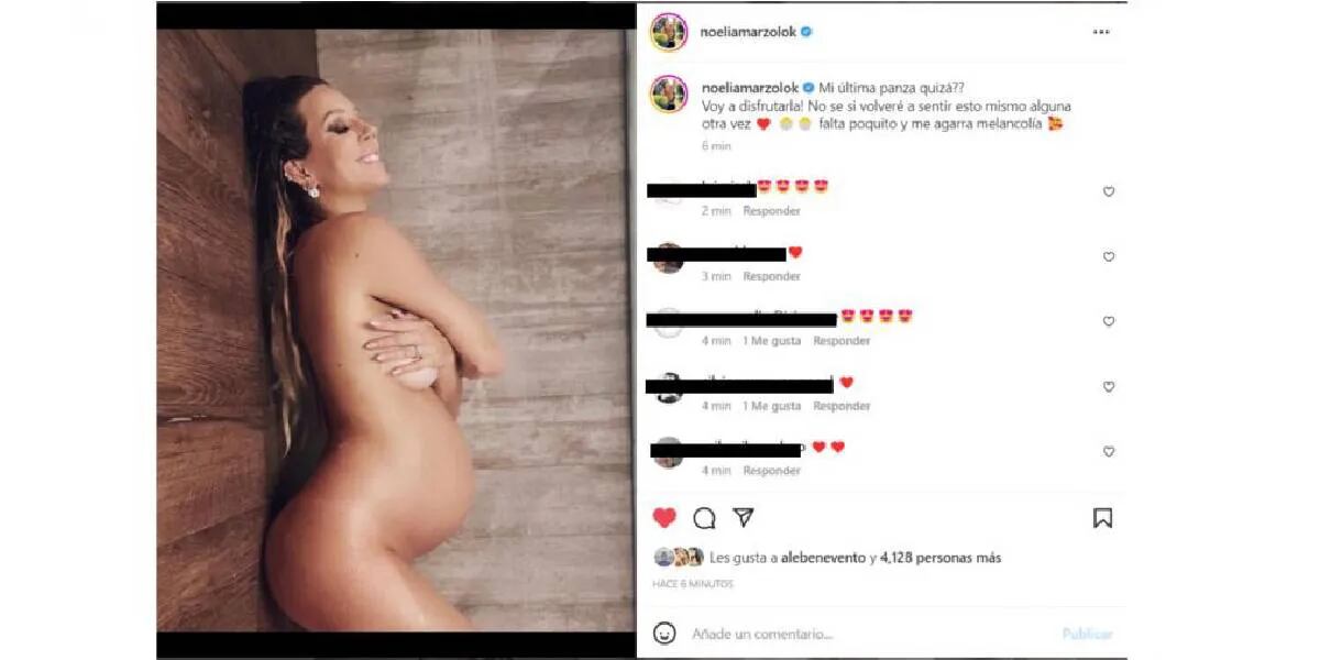 Noelia Marzol  elebró con un desnudo las últimas semanas de embarazo