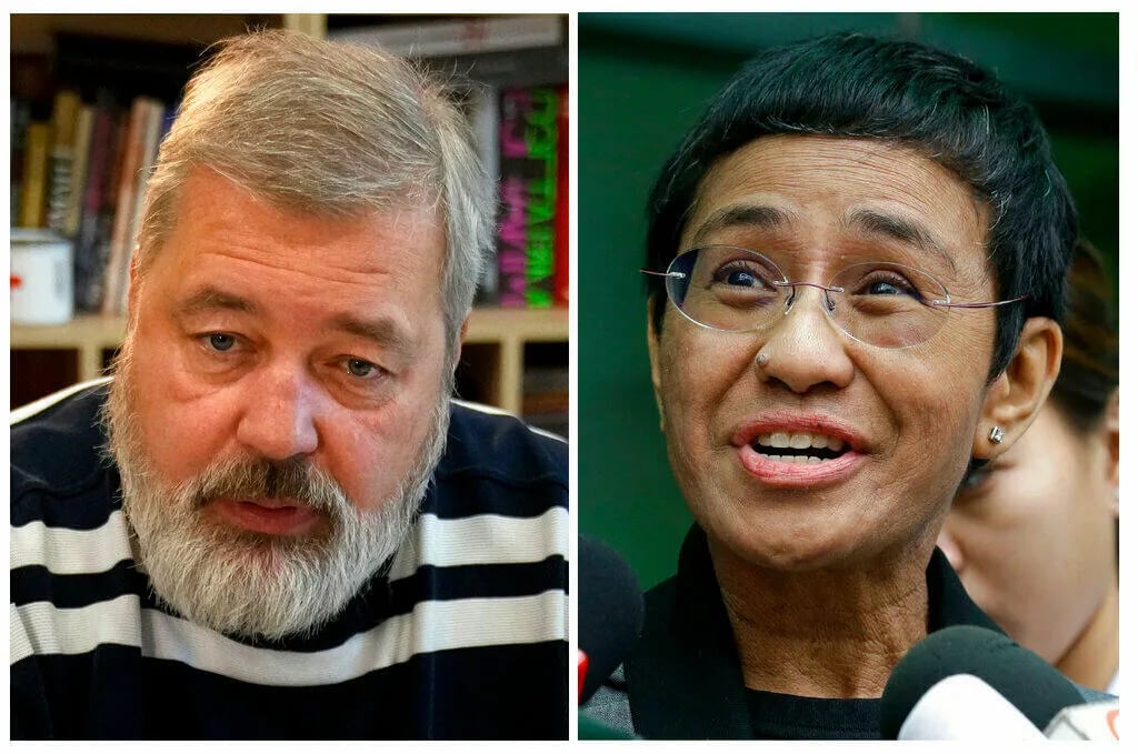 Periodistas filipina María Ressa y ruso Dmitry Muratov ganan el Nobel de la Paz