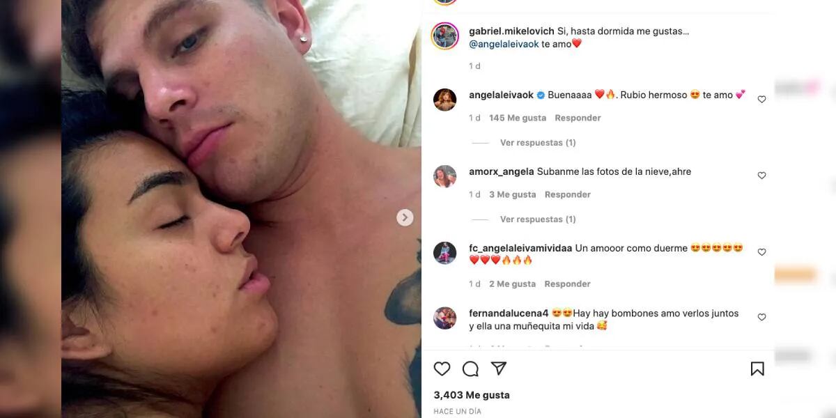 La picante reacción de Ángela Leiva a la foto que su novio subió con ella desde la cama: "Rubio hermoso"