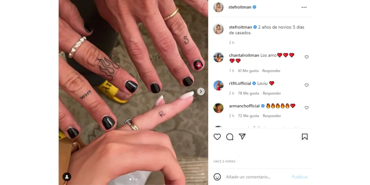 El significativo tatuaje que se hicieron Stefi Roitman y Ricky Montaner á 5 días del casamiento