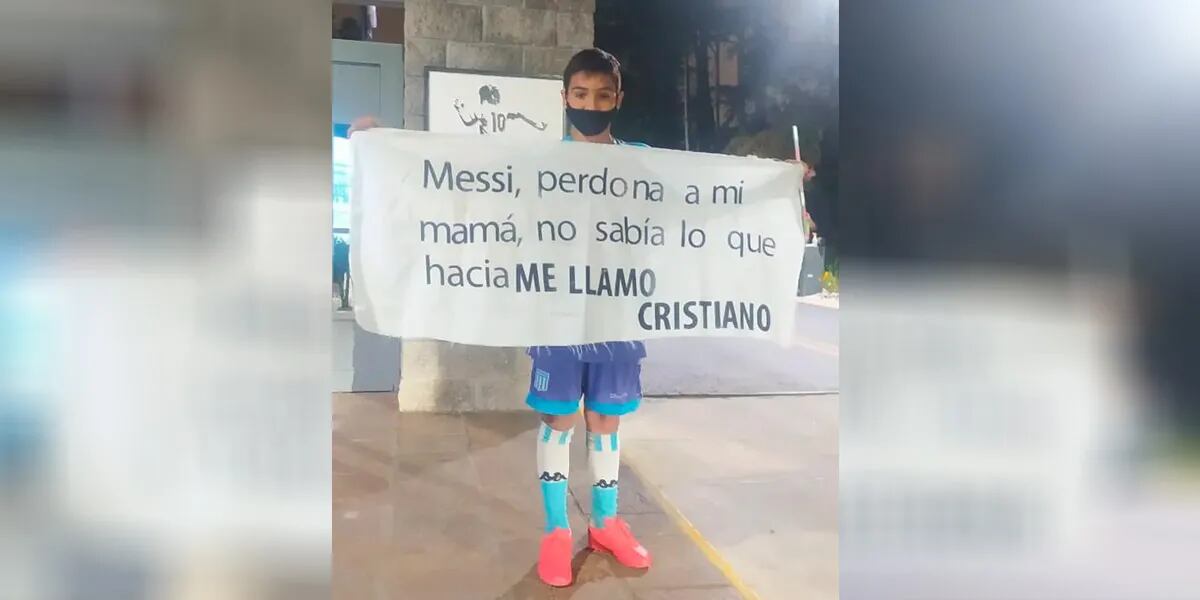 El desopilante cartel de un nene en el predio de la AFA: “Messi, perdoná a mi mamá”