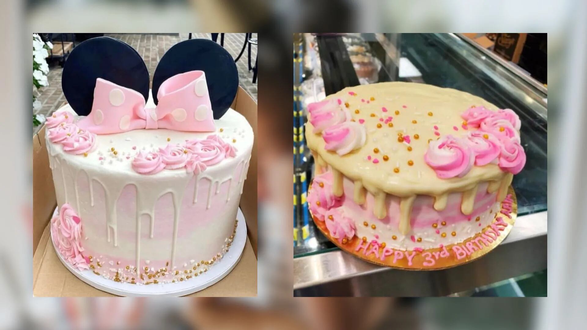 Encargó una torta de Minnie, el pastelero quiso innovar y quedó devastada con lo que le entregaron: "Parece moco"