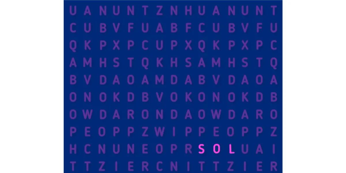 Reto visual para PRINCIPIANTES: encontrá la palabra SOL en la sopa de letras