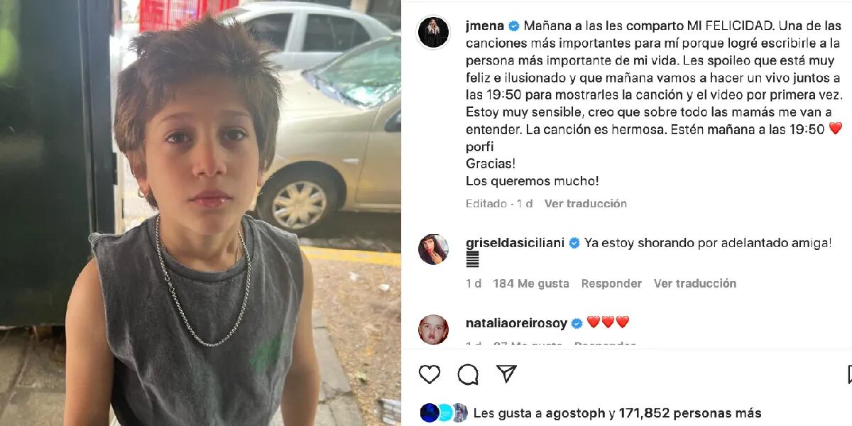 Qué dice la nueva canción que Jimena Barón le dedicó a su hijo y por la cual rompió en llanto: “Las mamás me van a entender”
