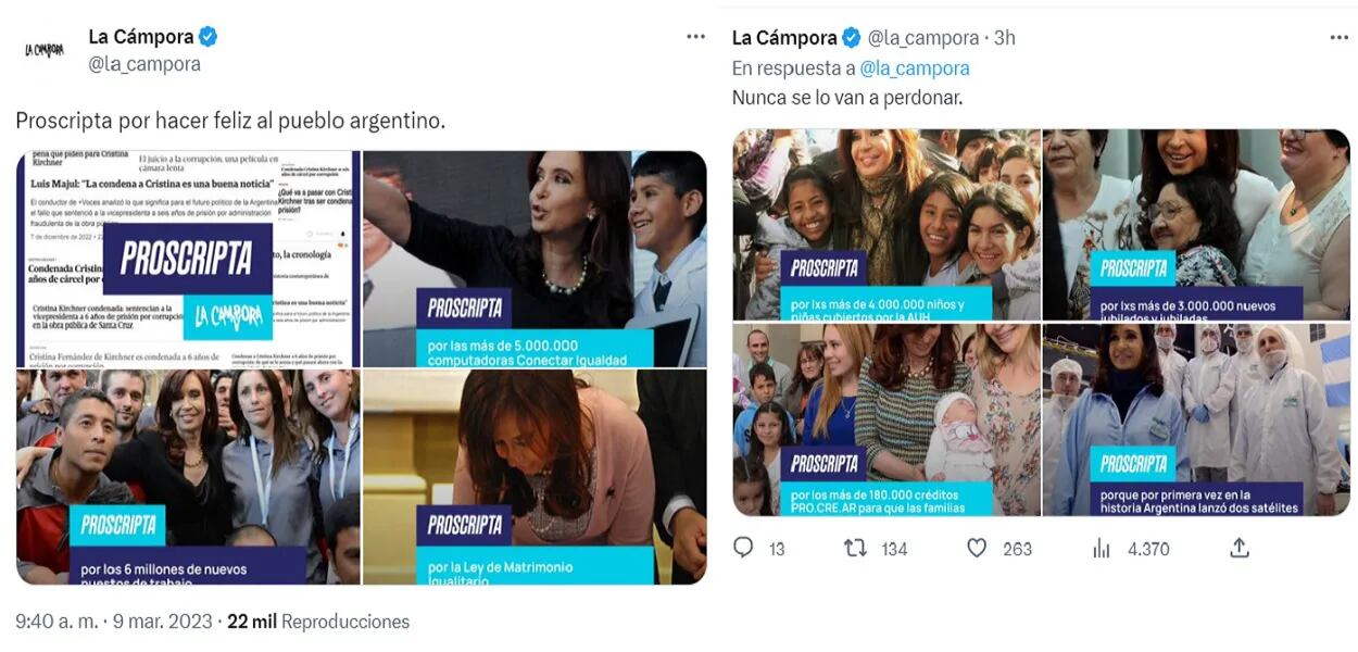 La Cámpora reaccionó a los fundamentos de la condena a Cristina Kirchner: “Proscripta por hacer feliz al pueblo argentino”