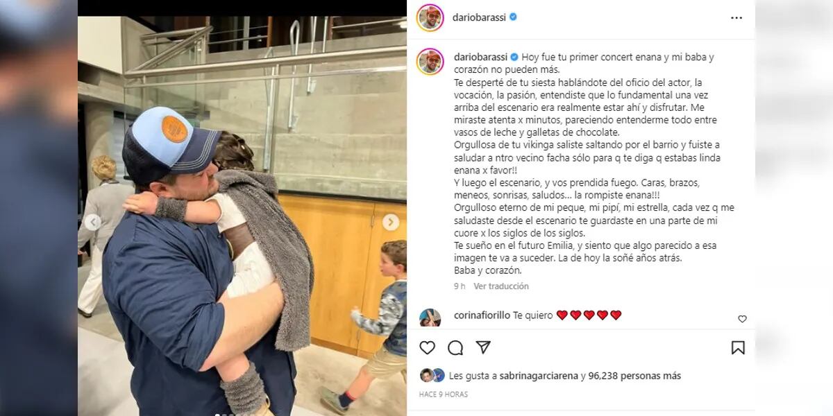 Darío Barassi acompañó a su hijita a un evento escolar, en medio de la internación de su beba recién nacida: “La rompiste”