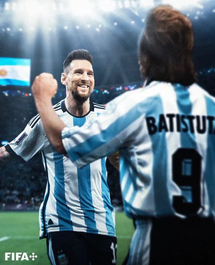 Batistuta le dedicó un emotivo mensaje a Messi por alcanzarlo como máximo artillero argentino en mundiales