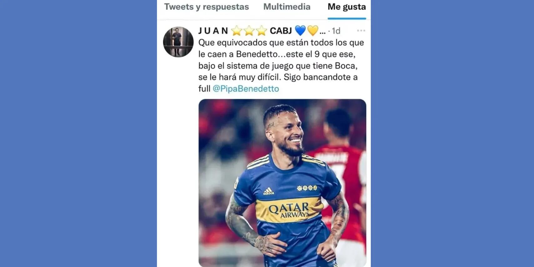 Darío Benedetto le dio “like” a un polémico tuit tras las críticas contra Boca: “Qué equivocados están”