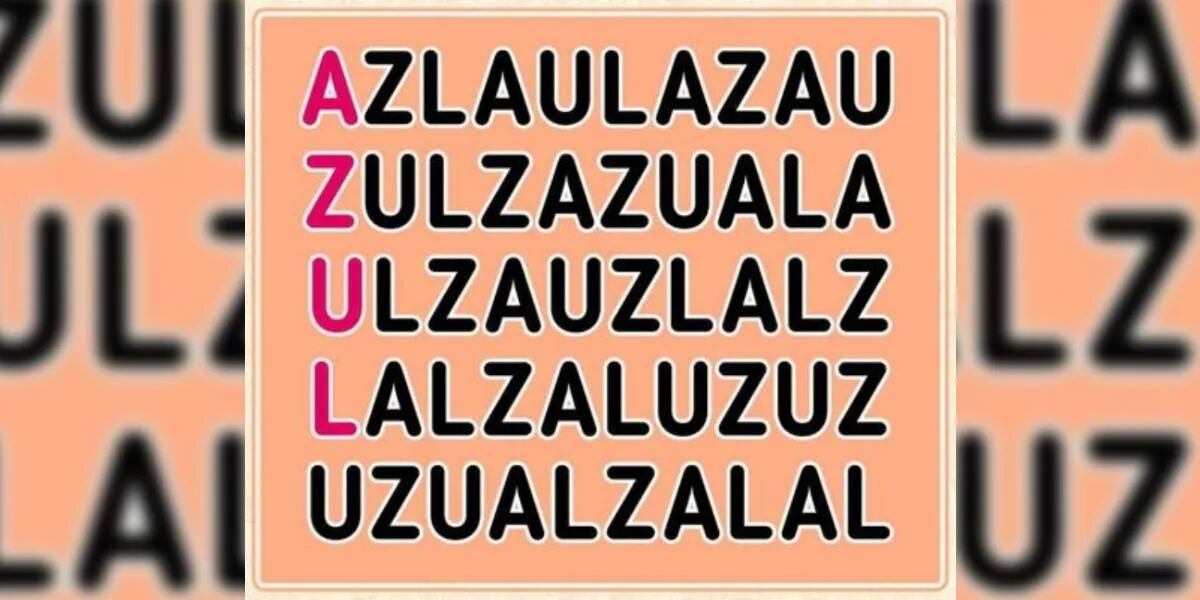 Reto visual para expertos: encontrá la palabra AZUL en solo 10 segundos