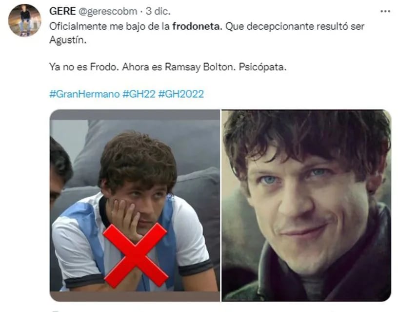 Se hundió “la Frodoneta”: le soltaron la mano a Agustín en Twitter y explotaron los memes