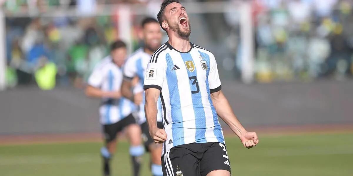 La divertida reacción de Nicolás Tagliafico a su gol con el hombro en el partido ante Bolivia