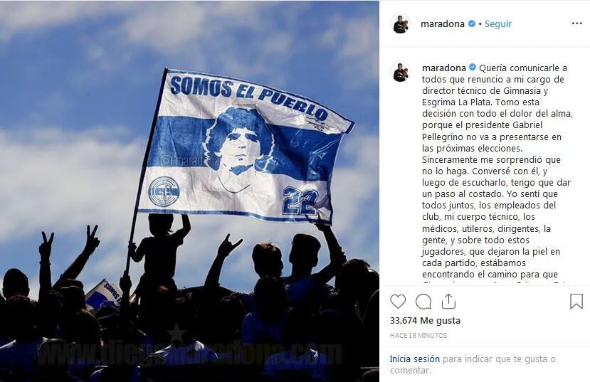 "Tengo que dar un paso al costado": así anunciaba Maradona su salida como DT de Gimnasia