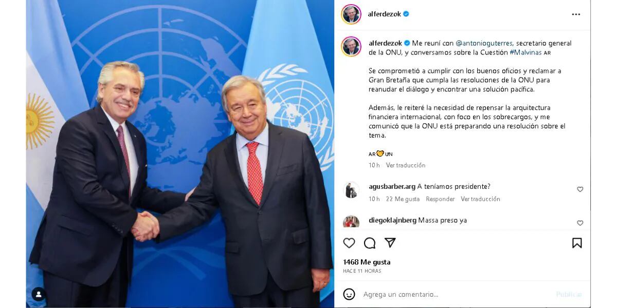 Alberto Fernández pidió por Malvinas ante la ONU: “Gestiones de buena voluntad”
