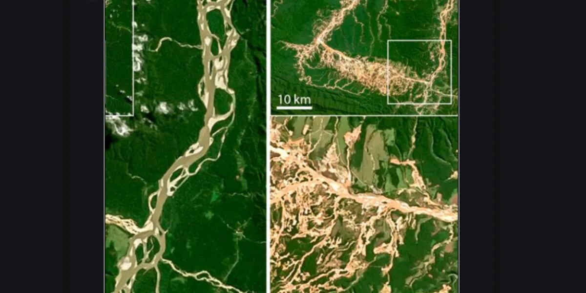 Las imágenes tomadas por la NASA de los imponentes ríos de oro en Perú