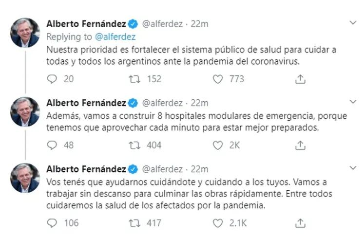 Coronavirus: Alberto Fernández prometió construir 8 hospitales de emergencia para enfrentar la pandemia

