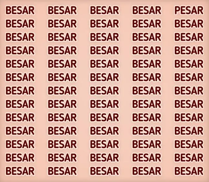 Reto visual para principiantes: encontrar la palabra “PESAR” oculta en un mar de “BESAR”