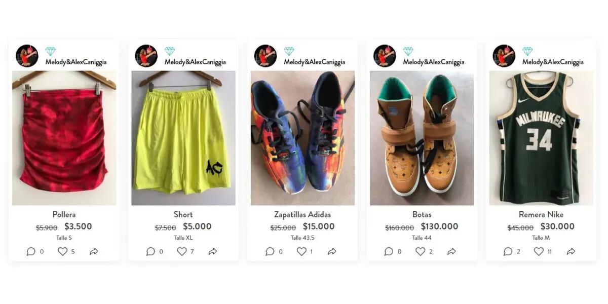 Alex Caniggia y Melody Luz venden su ropa usada a precios carísimos y desataron la polémica: “Necesitamos hacer espacio”