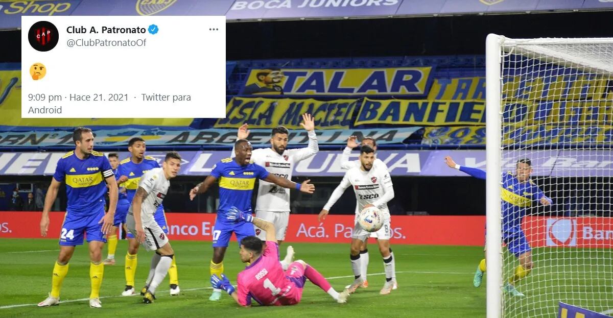 El "palito" de Patronato en las redes por el gol anulado ante Boca