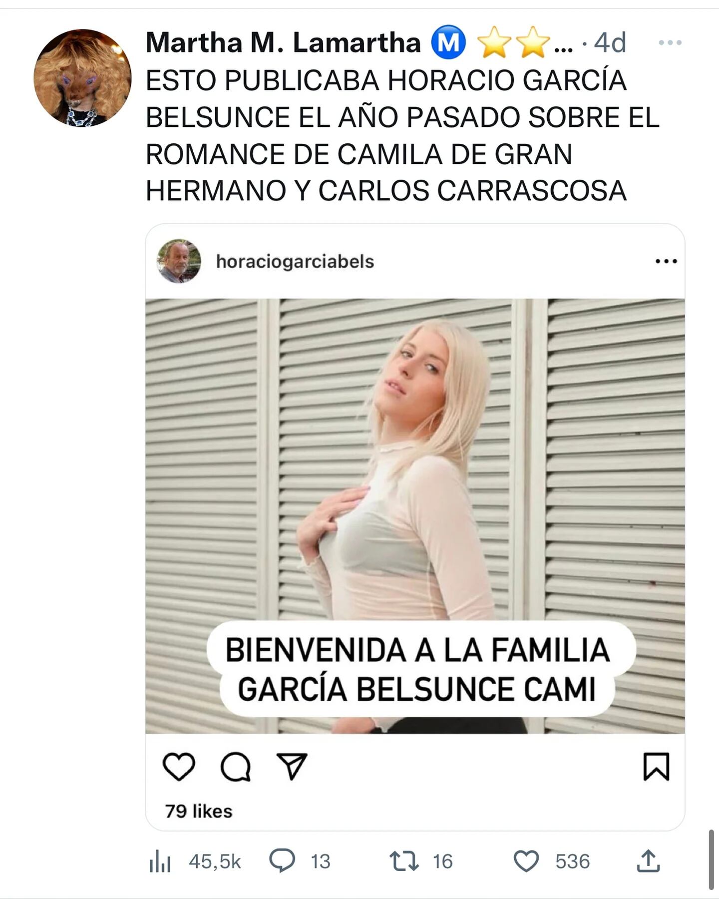 Horacio García Belsunce habló del rumor de romance de Camila de Gran Hermano con Carlos Carrascosa: “Todo dicho”
