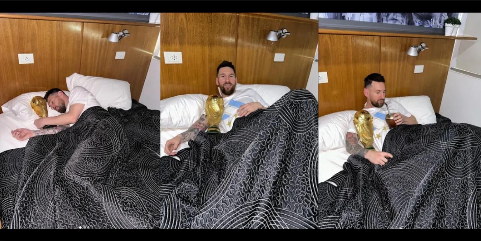 Lionel Messi durmió y se despertó con la Copa del Mundo en la cama: “Buen día”