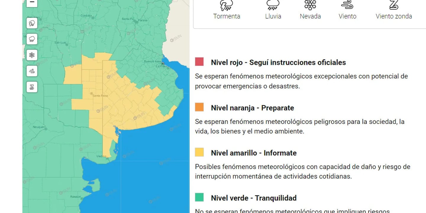 Alerta meteorológica de fuerte impacto por tormentas severas y caída de granizo en Buenos Aires