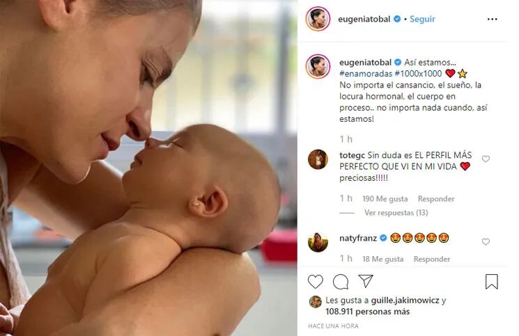"Así estamos, enamoradas": Eugenia Tobal compartió una tierna foto con su hijita