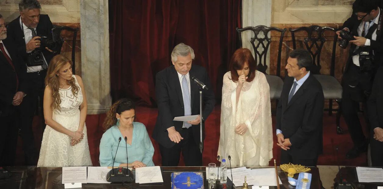 El momento del juramento de Alberto Fernández como presidente de la Nación Argentina. 