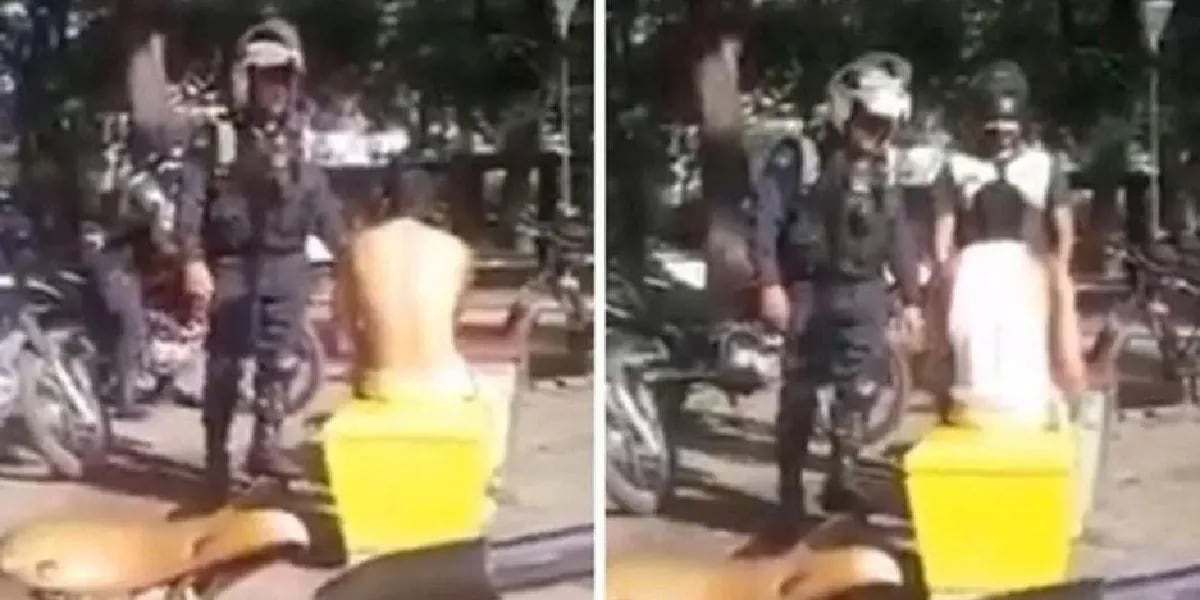 Video: cuatro policías obligaron a un hombre a ponerse la remera en un parque público de Tucumán