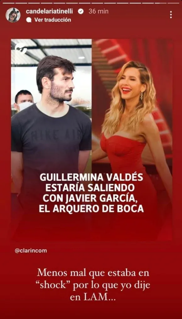 Cande Tinelli metió la cola en el romance entre Guillermina Valdés y el arquero de Boca y se picó: “Menos mal”