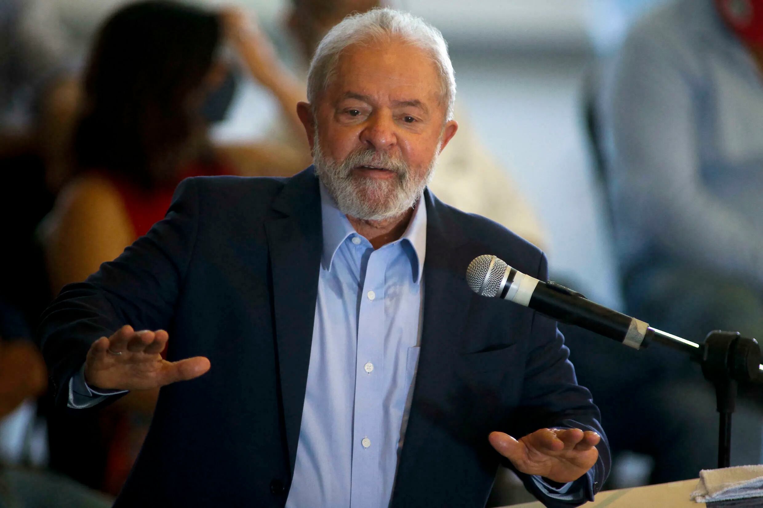  Lula da Silva, durante una conferencia de prensa en Sao Paulo, el 10 mazo2021.