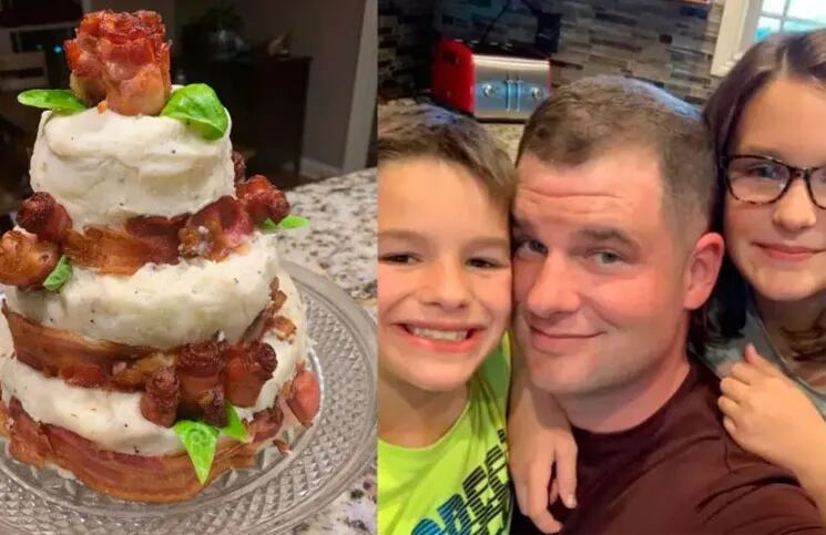 Hizo una torta de carne y puré para el cumpleaños de su hijito y se viralizan las fotos del festejo