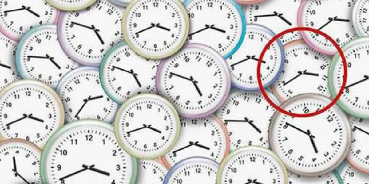Reto visual para expertos: encontrá el reloj que marca la hora diferente en 7 segundos