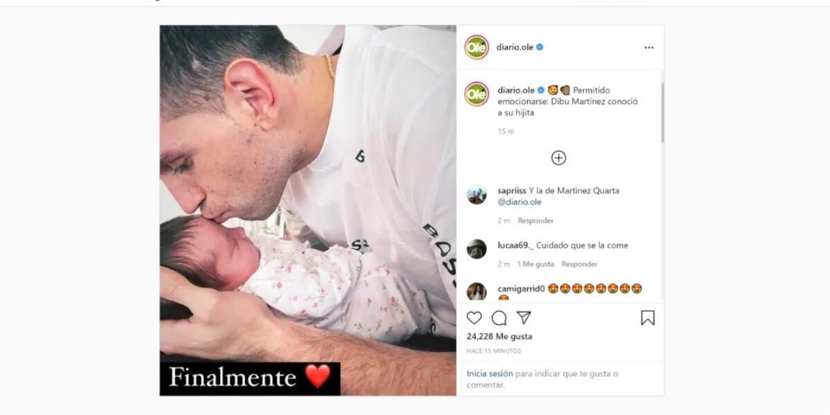 Dibu Martínez conoció finalmente a su hija, tras 9 días de su nacimiento